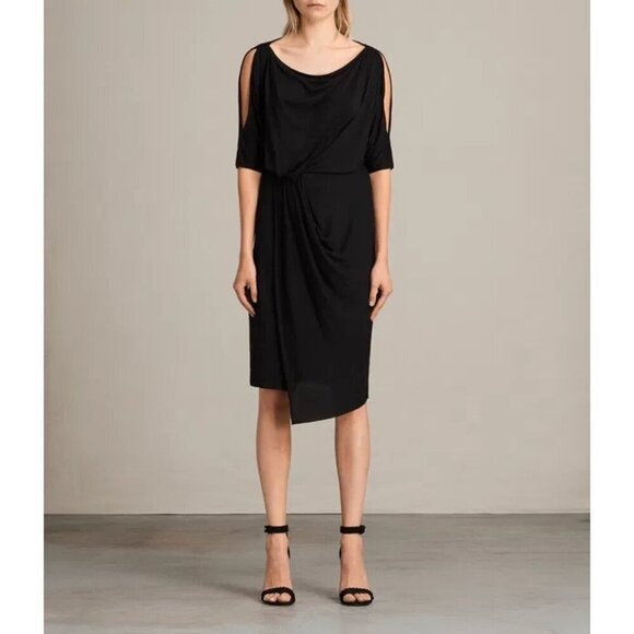 Allsaints Black Sina Midi Dress Women size XS - Picture 3 of 10